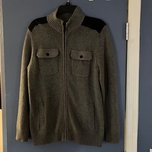 Apt 9 Mens Knit Long Sleeve Gray Zipper Sweater Small Excellent Condition